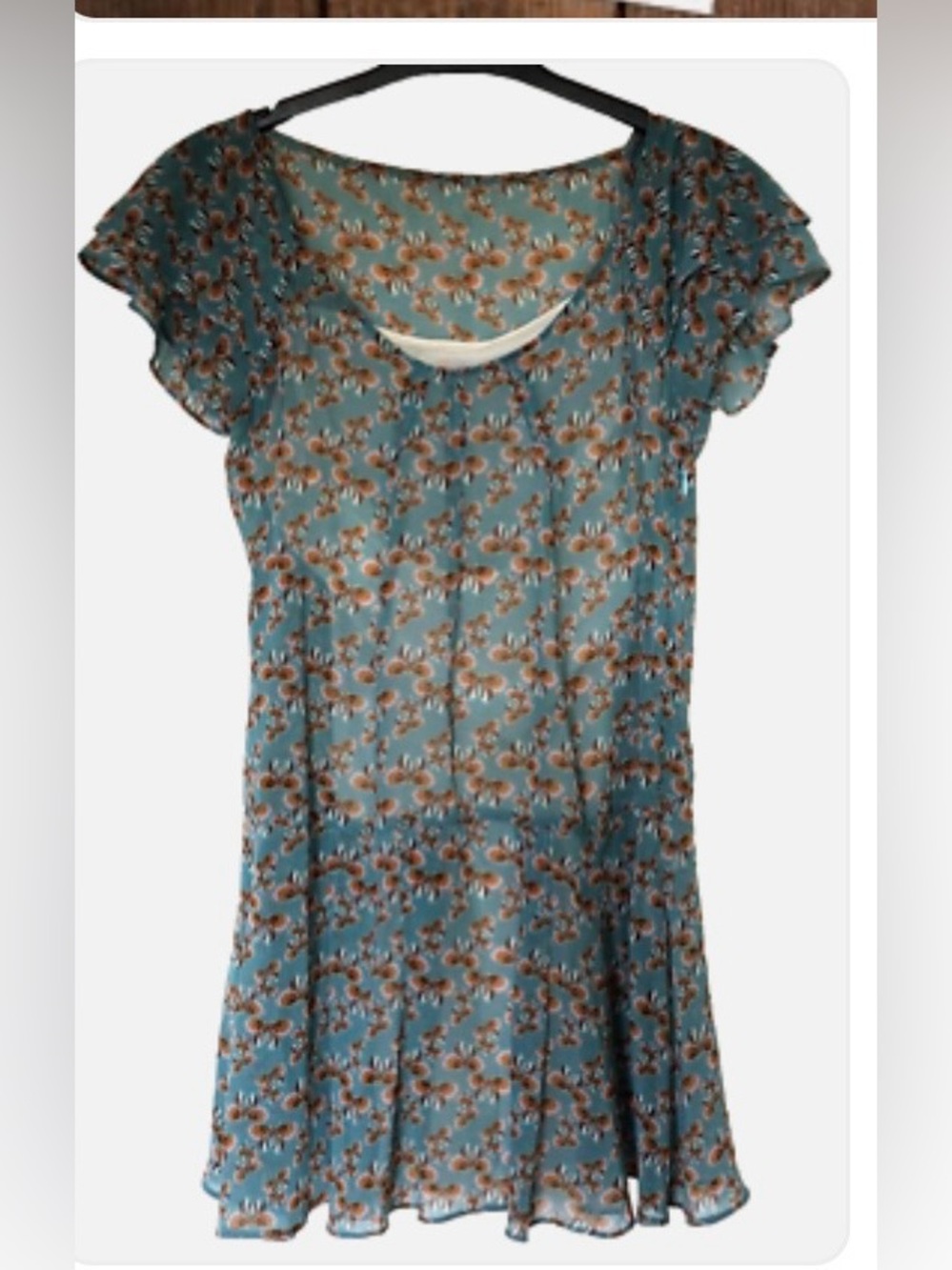 Zara Teal Floral Mini Dress with Cream Lining